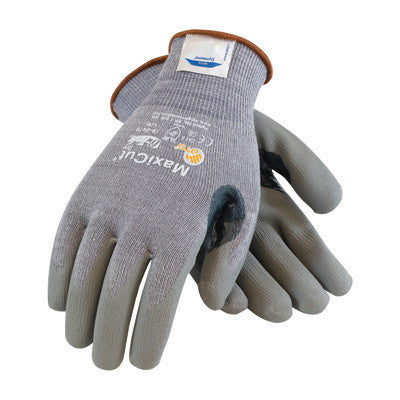 Protective Industrial Products 19-D470/L Large MaxiCut 5 By ATG Medium Weight Cut Resistant Gray Micro-Foam Nitrile Palm And Fingertip Coated Work Gloves With Gray Seamless Dyneema, Lycra And Glass Liner , Continuous Knit Cuff And Reinforced Thumb Crotch