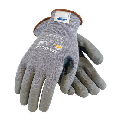 Protective Industrial Products 19-D470/S Small MaxiCut 5 By ATG Medium Weight Cut Resistant Gray Micro-Foam Nitrile Palm And Fingertip Coated Work Gloves With Gray Seamless Dyneema, Lycra And Glass Liner , Continuous Knit Cuff And Reinforced Thumb Crotch