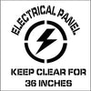 NMC PMS226-STENCIL, ELECTRICAL PANEL KEEP CLEAR FOR 36 INCHES, GRAPHIC 24X24, .060 PLASTIC (1 EACH)