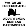 NMC PMS231BI-STENCIL, WATCH OUT FOR FORKLIFTS BILINGUAL, GRAPHIC, 24X24, .060 PLASTIC (1 EACH)