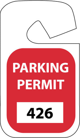 NMC PP15D-PARKING PERMIT, REARVIEW MIRROR, RED, 301-400 (PAK OF 100)