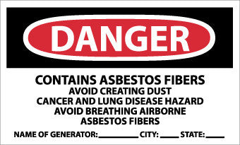 NMC PRD92-LABELS, DANGER CONTAINS ASBESTOS FIBERS. . ., 3X5, PS PAPER (1 ROLL)