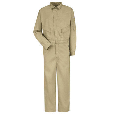 VF Imagewear Bulwark HRC2-CLD4KHRG56 56" Regular Khaki 6 Ounce Excel FR ComforTouch Cotton Nylon Flame Resistant Deluxe Coverall With Concealed 2-Way Front Zipper Closure And Snap Fasteners on Neck, Cuff, Action Back  (1/EA)