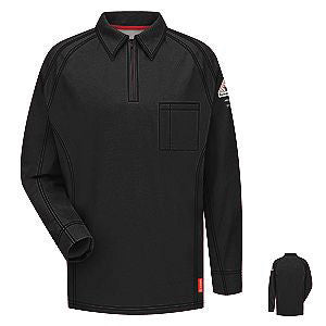 VF Imagewear Bulwark QT12BKRG4XL IQ 4X Black 5.3 Ounce 69% Cotton 25% Polyester 6% Polyoxadiazole Men's Long Sleeve Flame Resistant Polo Shirt With Concealed Pencil Stall, Chest Pocket And Sleeve Pocket  (1/EA)