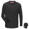 VF Imagewear Bulwark QT20BKRGL IQ Large Black 5.3 Ounce 69% Cotton 25% Polyester 6% Polyoxadiazole Men's Long Sleeve Flame Resistant Henley Shirt With Concealed Pencil Stall And Chest Pocket  (1/EA)