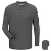 VF Imagewear Bulwark QT20CHRGL IQ Large Charcoal 5.3 Ounce 69% Cotton 25% Polyester 6% Polyoxadiazole Men's Long Sleeve Flame Resistant Henley Shirt With Concealed Pencil Stall And Chest Pocket  (1/EA)