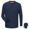 VF Imagewear Bulwark QT20DBRGM IQ Bulwark Medium Dark Blue 5.3 Ounce 69% Cotton 25% Polyester 6% Polyoxadiazole Men's Long Sleeve Flame Resistant Henley Shirt With Concealed Pencil Stall And Chest Pocket  (1/EA)