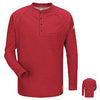 VF Imagewear Bulwark QT20RDRGL IQ Large Red 5.3 Ounce 69% Cotton 25% Polyester 6% Polyoxadiazole Men's Long Sleeve Flame Resistant Henley Shirt With Concealed Pencil Stall And Chest Pocket  (1/EA)