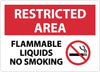 NMC RA10RB-RESTRICTED AREA, FLAMMABLE LIQUIDS NO SMOKING, GRAPHIC, 10X14, RIGID PLASTIC (1 EACH)