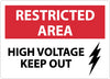NMC RA12AB-RESTRICTED AREA, HIGH VOLTAGE KEEP OUT, GRAPHIC, 10X14, .040 ALUM (1 EACH)
