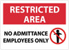 NMC RA16RB-RESTRICTED AREA, NO ADMITTANCE EMPLOYEES ONLY, GRAPHIC, 10X14, RIGID PLASTIC (1 EACH)