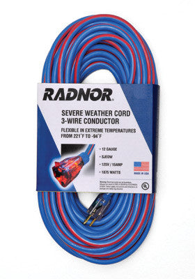 Radnor 64006313  12/3 X 50' Extreme Temperature Cord With Lighted End (1 PER CASE)