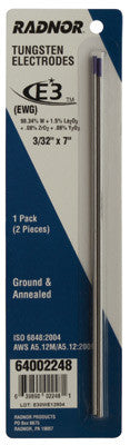 Radnor 64002247  1/16'' X 7'' Ground Finish E3 Tungsten Electrode (2 Per Card, 1 PACK)