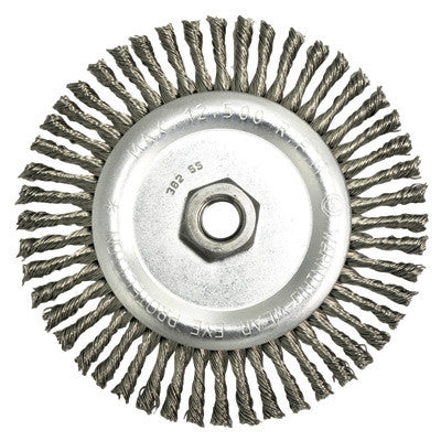 Radnor 64000332  6'' X 5/8'' - 11 Carbon Steel Stringer Bead Twist Knot Wire Wheel Brush For Use On Bench/Pedestal, Die And Right Angle Grinders (1/EA)