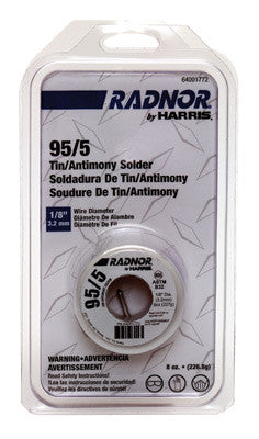 Radnor 64001772 1/8'' by Harris 95/5 (Tin/Antimony) Solder 8 Ounce Spool