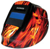 Radnor 64005201 DV Series Orange And Black Welding Helmet With 5 1/4" X 4 1/2" DV35 Variable Shade 9-13 Auto-Darkening Lens And Blaze Graphics  (1/EA)