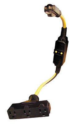 Radnor 64006321  12/3 X 2' TRI TAP Triple Outlet End Cord With Ground Fault Circuit Interrupter (GFCI) (1 PER CASE)