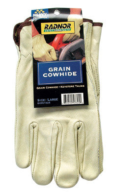 Radnor 64057325  X-Large Premium Grain Cowhide Unlined Drivers Gloves With Keystone Thumb, Slip-On Cuff, Color-Coded Hem And Shirred Elastic Back (Carded) (1 PAIR)