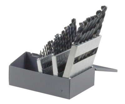 Radnor 64004929  1/16'' - 1/2'' Full Shank 29 Piece High Speed Steel, Black Oxide, 135° Split Point, Self Centering, Jobber Length Drill Bit Set (1 PER CASE)
