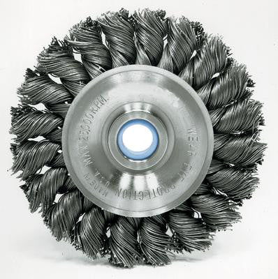 Radnor 64000328  6'' X 5/8'' - 1/2'' Carbon Steel Standard Twist Knot Wire Wheel Brush For Use On Bench/Pedestal, Die And Right Angle Grinders (1 PER CASE)