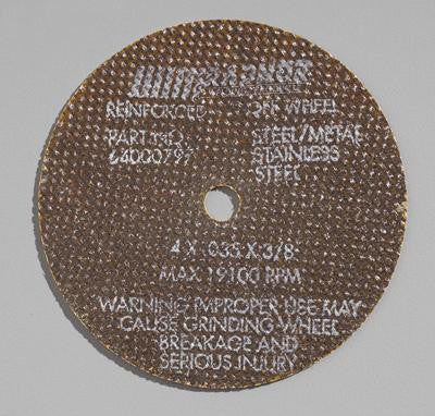 Radnor 64000798  4'' X .0350'' X 5/8'' A60O Aluminum Oxide Reinforced Type 1 Cut Off Wheel For Use With Straight Shaft Grinder On Metal (1 PER CASE)