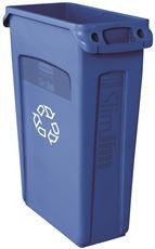Rubbermaid 354007BL SLIM JIM TRASH CAN AND RECYCLING CONTAINER WITH VENTING CHANNELS, BLUE, 23 GALLONS (1 PER CASE)
