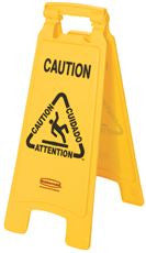 Rubbermaid FG611200YEL FLOOR SIGN, MULTI-LINGUAL, CAUTION IMPRINT, 2-SIDED, YELLOW, 25 IN. (1 PER CASE)