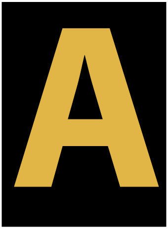 NMC HIL25A-LETTER, A, 2.5 HIGH VISIBILITY YELLOW BLACK, PS VINYL (1 EACH)