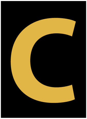 NMC HIL25C-LETTER, C, 2.5 HIGH VISIBILITY YELLOW BLACK, PS VINYL (1 EACH)
