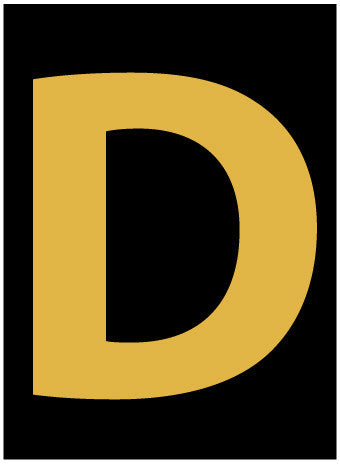 NMC HIL25D-LETTER, D, 2.5 HIGH VISIBILITY YELLOW BLACK, PS VINYL (1 EACH)