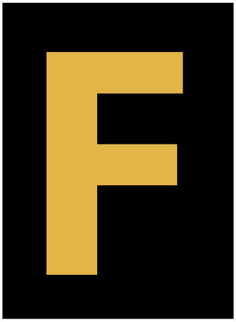 NMC HIL15F-LETTER, F, 1.5 HIGH VISIBILITY YELLOW BLACK, PS VINYL (1 EACH)