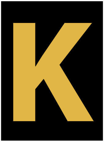 NMC HIL15K-LETTER, K, 1.5 HIGH VISIBILITY YELLOW BLACK, PS VINYL (1 EACH)