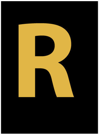 NMC HIL15R-LETTER, R, 1.5 HIGH VISIBILITY YELLOW BLACK, PS VINYL (1 EACH)