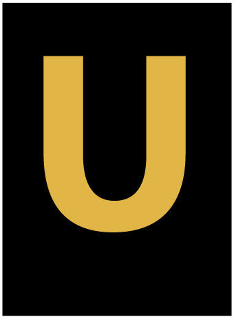 NMC HIL15U-LETTER, U, 1.5 HIGH VISIBILITY YELLOW BLACK, PS VINYL (1 EACH)