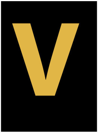 NMC HIL15V-LETTER, V, 1.5 HIGH VISIBILITY YELLOW BLACK, PS VINYL (1 EACH)