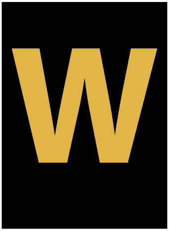 NMC HIL15W-LETTER, W, 1.5 HIGH VISIBILITY YELLOW BLACK, PS VINYL (1 EACH)