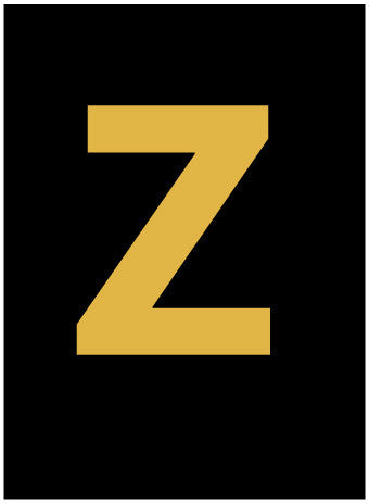 NMC HIL15Z-LETTER, Z, 1.5 HIGH VISIBILITY YELLOW BLACK, PS VINYL (1 EACH)