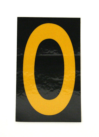 NMC HIN250-NUMBER, 0, 2.5 HIGH VISIBILITY YELLOW BLACK, PS VINYL (1 EACH)
