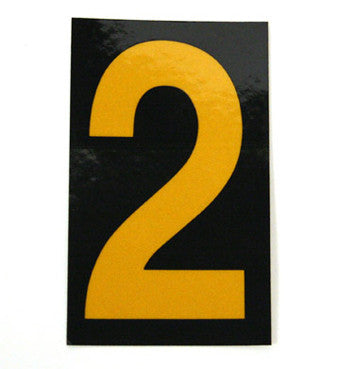 NMC HIN152-NUMBER, 2, 1.5 HIGH VISIBILITY YELLOW BLACK, PS VINYL (1 EACH)