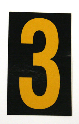 NMC HIN253-NUMBER, 3, 2.5 HIGH VISIBILITY YELLOW BLACK, PS VINYL (1 EACH)