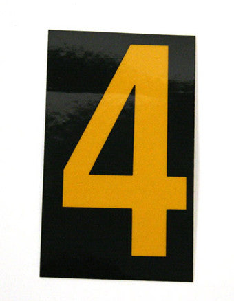 NMC HIN154-NUMBER, 4, 1.5 HIGH VISIBILITY YELLOW BLACK, PS VINYL (1 EACH)