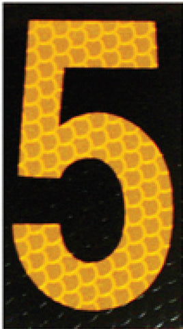 NMC HIN155-NUMBER, 5, 1.5 HIGH VISIBILITY YELLOW BLACK, PS VINYL (1 EACH)