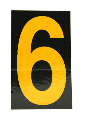 NMC HIN156-NUMBER, 6, 1.5 HIGH VISIBILITY YELLOW BLACK, PS VINYL (1 EACH)