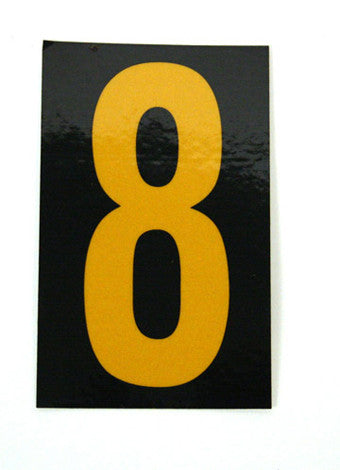 NMC HIN258-NUMBER, 8, 2.5 HIGH VISIBILITY YELLOW BLACK, PS VINYL (1 EACH)