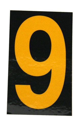 NMC HIN159-NUMBER, 9, 1.5 HIGH VISIBILITY YELLOW BLACK, PS VINYL (1 EACH)