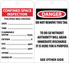 NMC RPT101G-TAGS, CONFINED SPACE INSPECTION, 6X3, UNRIP VINYL W/ GROMMET (PAK OF 25)