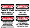 NMC RPT104G-TAGS, DO NOT START MEN WORKING (BILINGUAL), 6X3, UNRIP VINYL W/ GROMMET (PAK OF 25)