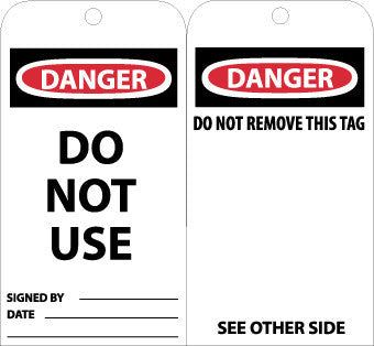 NMC RPT105G-TAGS, DO NOT USE, 6X3, UNRIP VINYL W/ GROMMET (PAK OF 25)