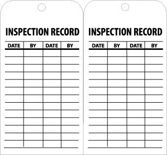 NMC RPT112G-TAGS, INSPECTION RECORD, 6X3, UNRIP VINYL W/ GROMMET (PAK OF 25)