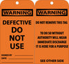 NMC RPT130-TAGS, DEFECTIVE DO NOT USE, 6X3, .015 MIL UNRIP VINYL, 25 PK (PAK OF 25)